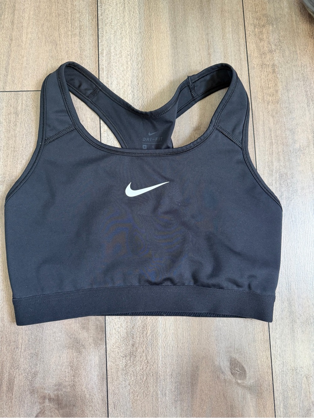 Nike Black Racerback Dri-FIT Sports Bra with White Swoosh